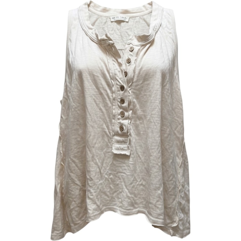 We The Free Free People Cream Ivory Henley Sleeveless Tank Top Small